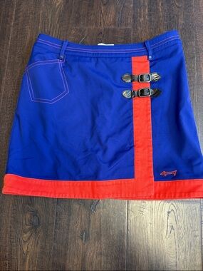 LOUIS CASTEL Womens 4/6 Blue/Orange Mini  golf skirt/skort with Toggle Detail